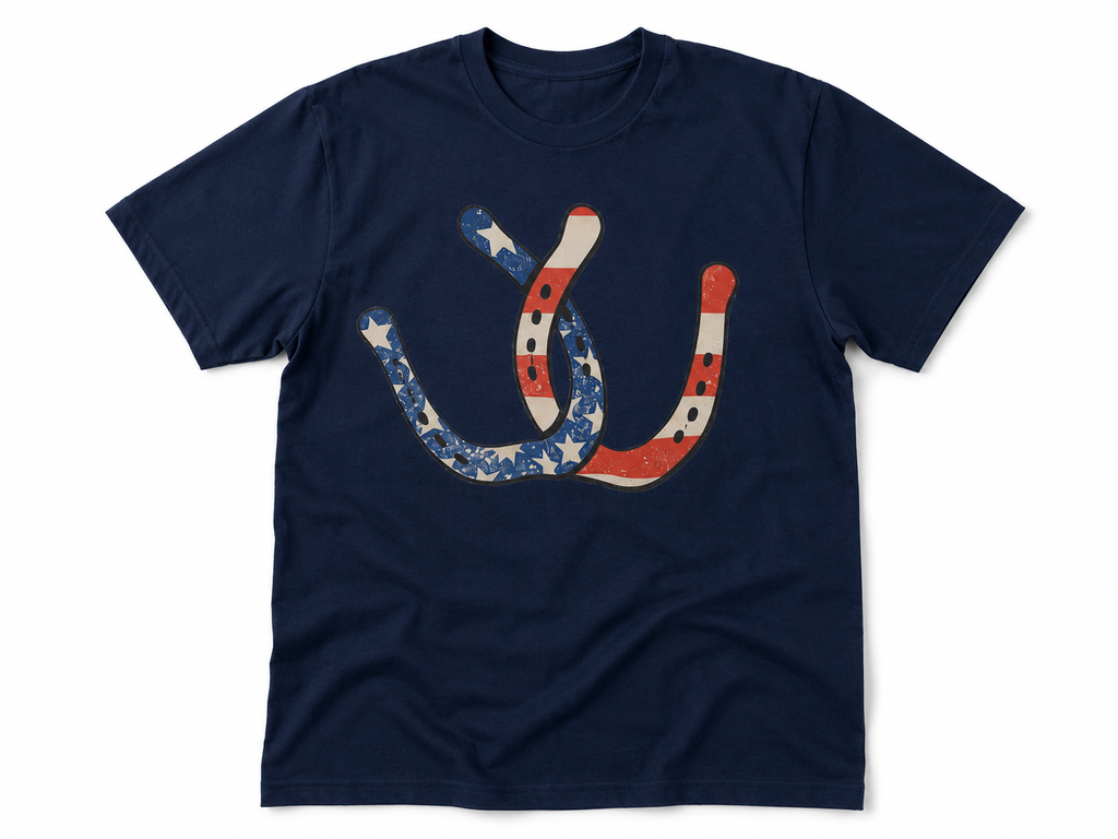 Large Patriotic Horseshoe Design T-Shirt